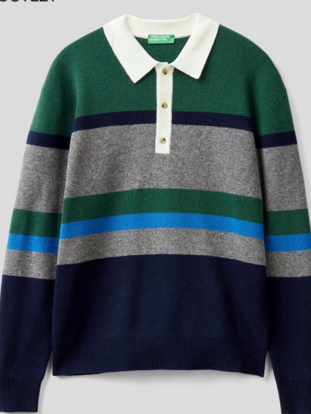 United Colors of Benetton Long-Sleeve Polo Sweater - Men's L